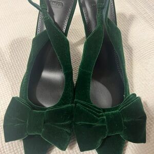ASOS Green Velvet Heels with Bow